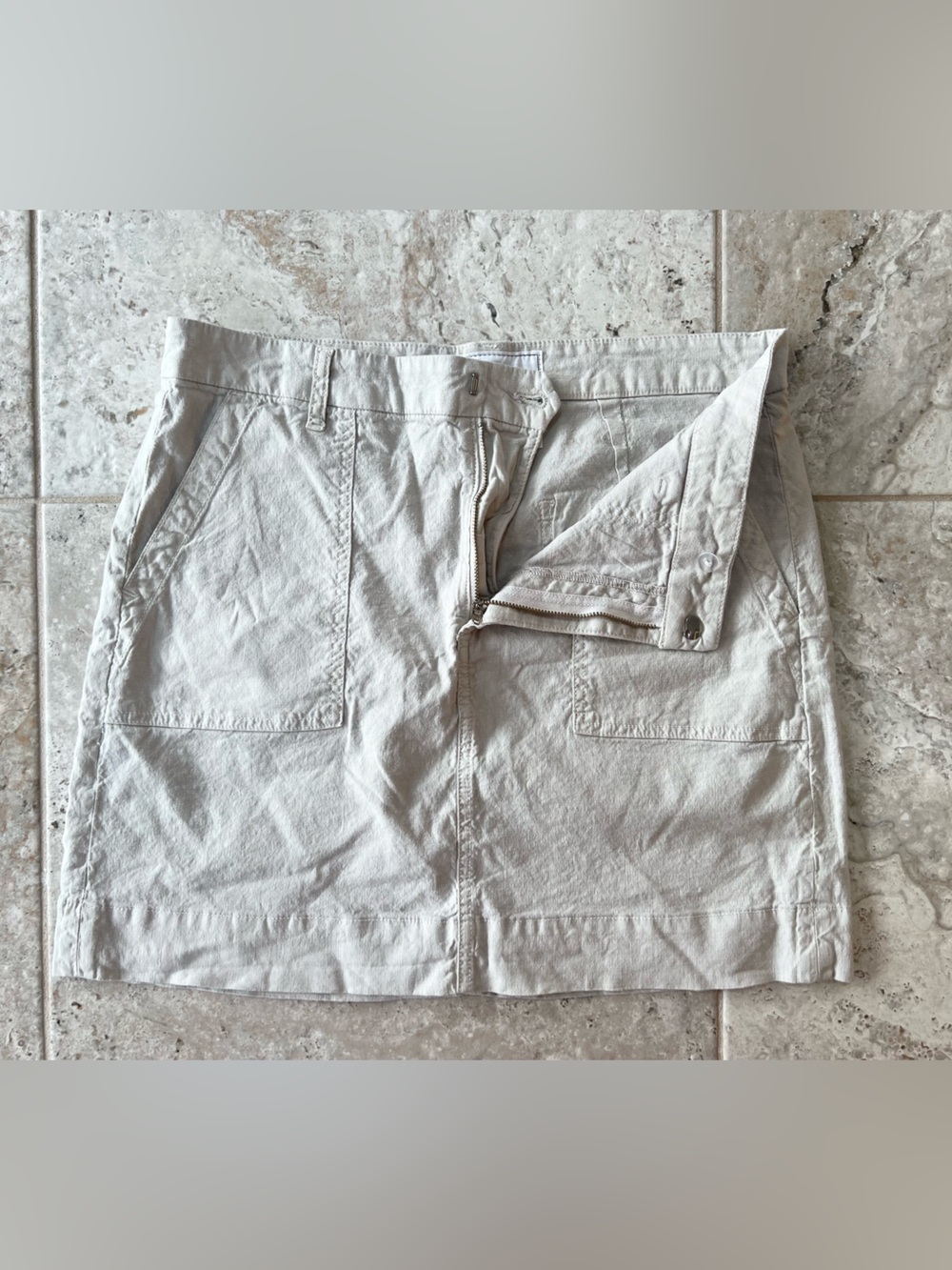 Frank & Eileen Italian Performance Linen Jameson Utility Skirt Pockets, size 10 - Picture 6 of 12